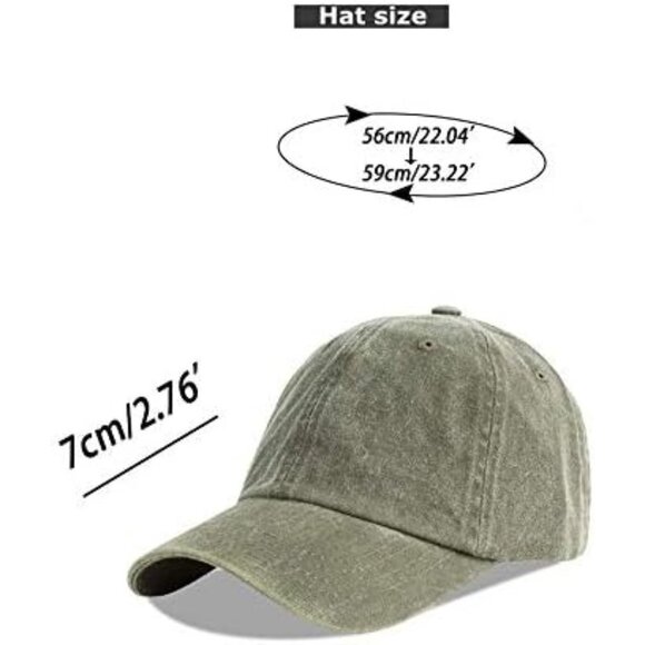 Unisex Washed-army Green Baseball Cap Cotton Fits Washed Denim Adjustable Hat - Picture 6 of 7
